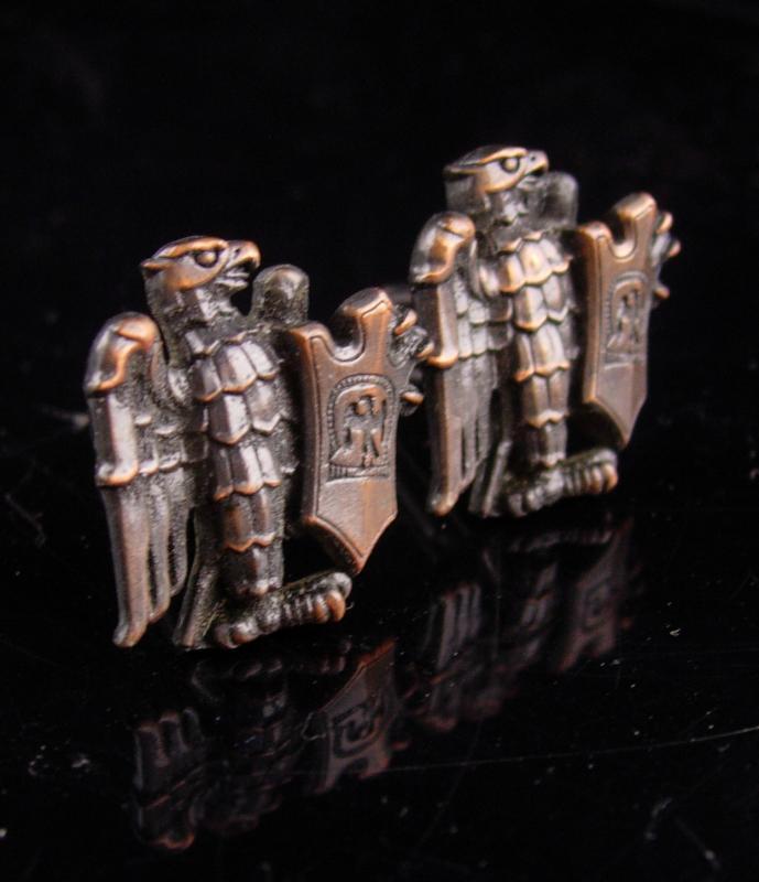 Unusual Eagle Cufflinks vintage eagle shield - Patriotic military - officer insignia - uniform symbol - medieval shield - fighting warrior