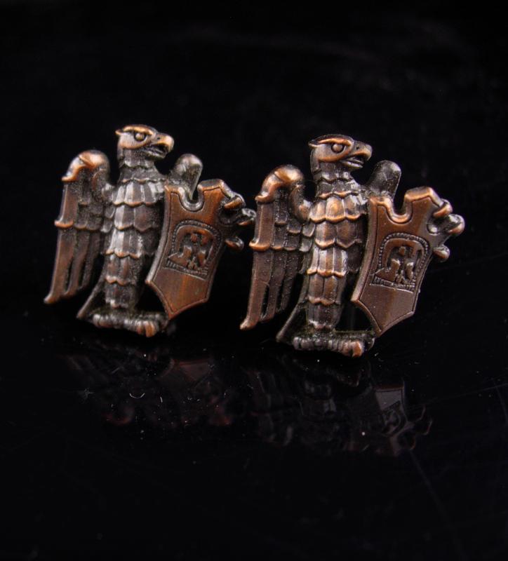 Unusual Eagle Cufflinks vintage eagle shield - Patriotic military - officer insignia - uniform symbol - medieval shield - fighting warrior