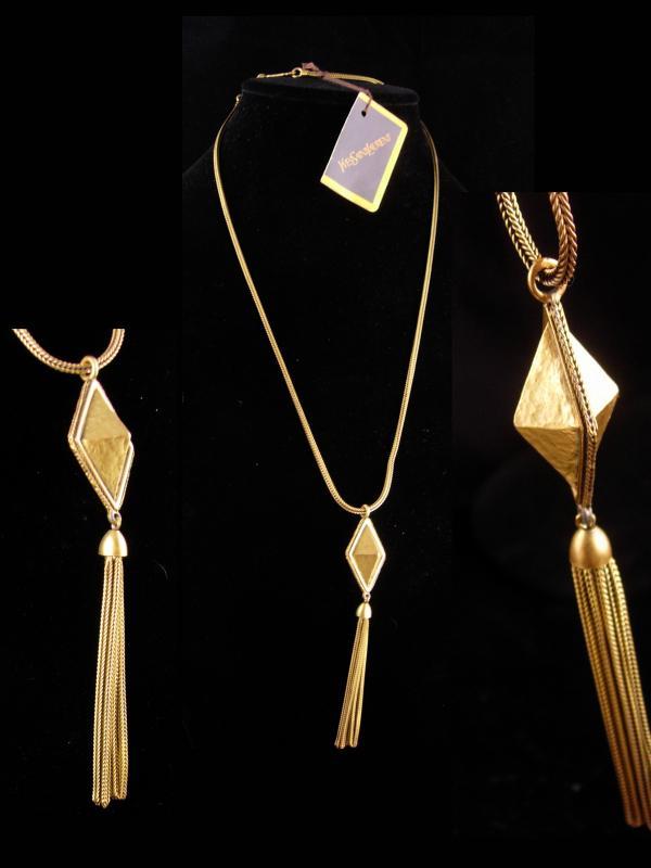 Vintage Yves Saint Laurent necklace - French necklace - original tag - YSL tassel necklace - Signed Fine Jewelry - designer jewelry