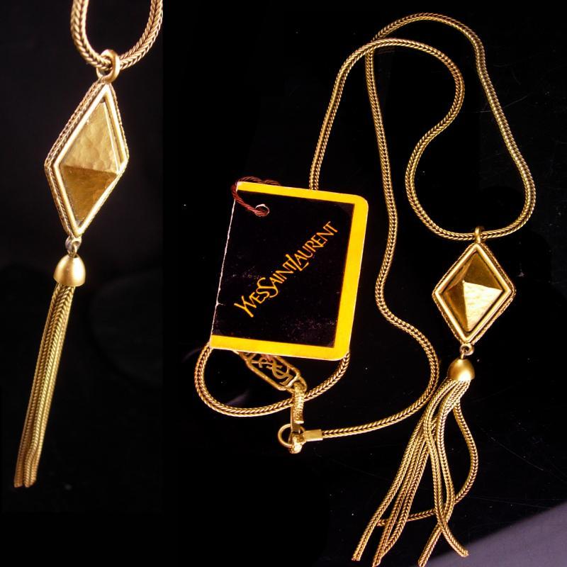 Vintage Yves Saint Laurent necklace - French necklace - original tag - YSL tassel necklace - Signed Fine Jewelry - designer jewelry