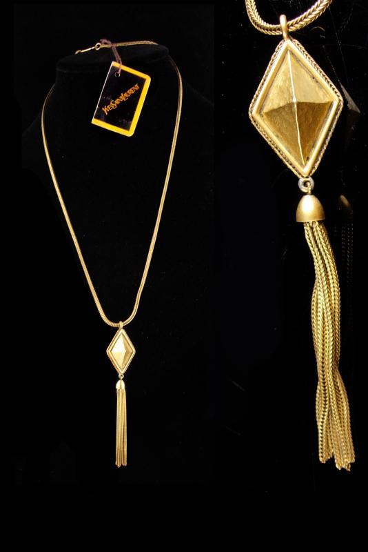 Vintage Yves Saint Laurent necklace - French necklace - original tag - YSL tassel necklace - Signed Fine Jewelry - designer jewelry