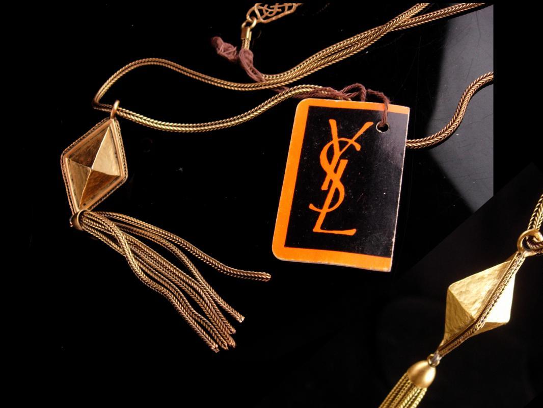 Vintage Yves Saint Laurent necklace - French necklace - original tag - YSL tassel necklace - Signed Fine Jewelry - designer jewelry