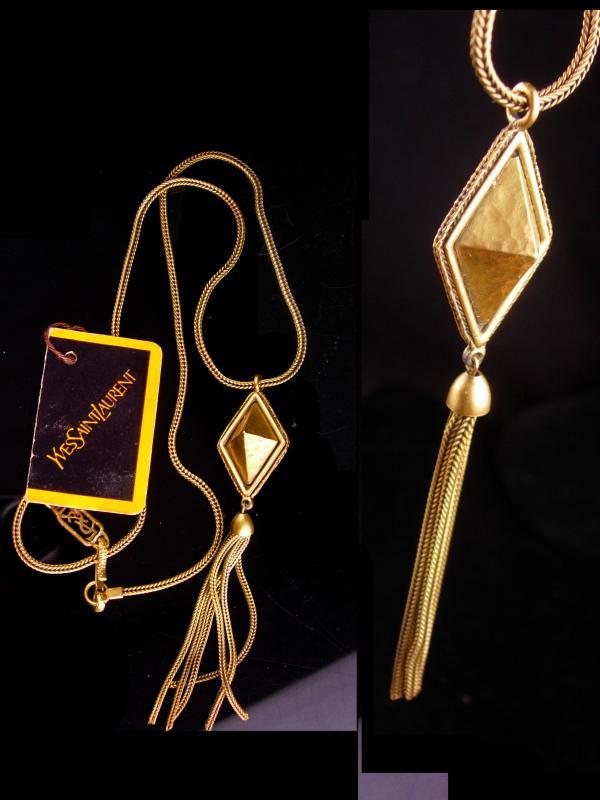 Vintage Yves Saint Laurent necklace - French necklace - original tag - YSL tassel necklace - Signed Fine Jewelry - designer jewelry