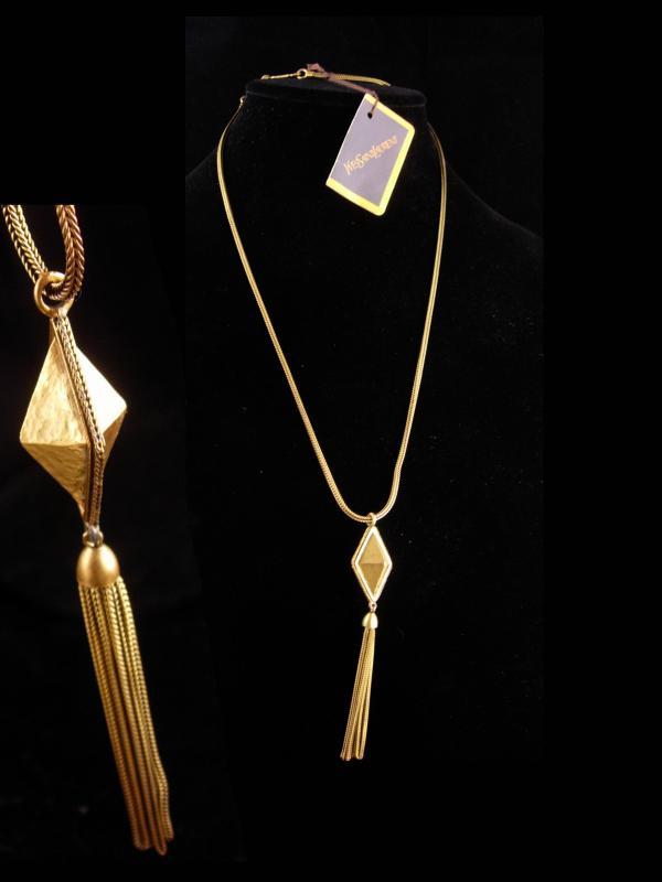 Vintage Yves Saint Laurent necklace - French necklace - original tag - YSL tassel necklace - Signed Fine Jewelry - designer jewelry
