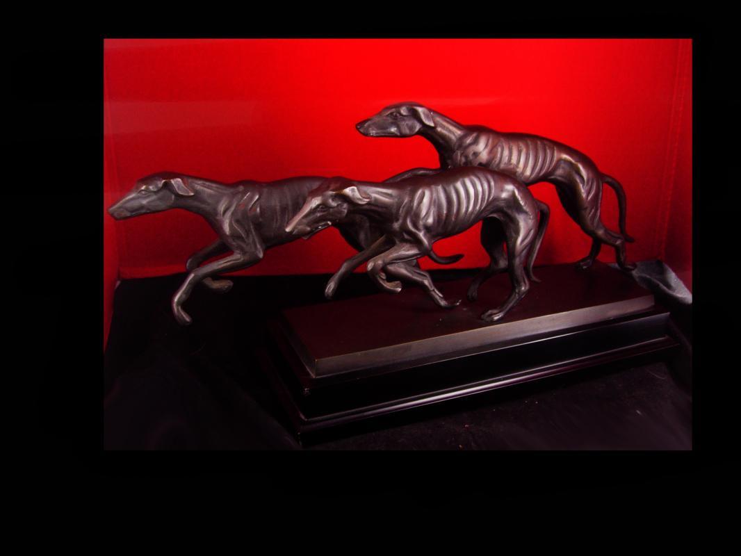 Art deco Saluki statue - running whippets - bronze dogs - Vintage Sighthound Dog - Tracks Races GreyHound Gambling Betting Borzoi Afghan