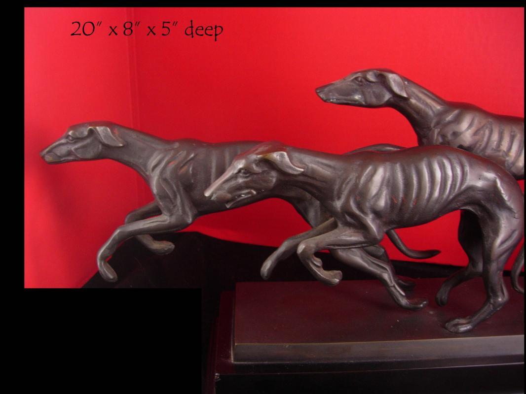 Art deco Saluki statue - running whippets - bronze dogs - Vintage Sighthound Dog - Tracks Races GreyHound Gambling Betting Borzoi Afghan