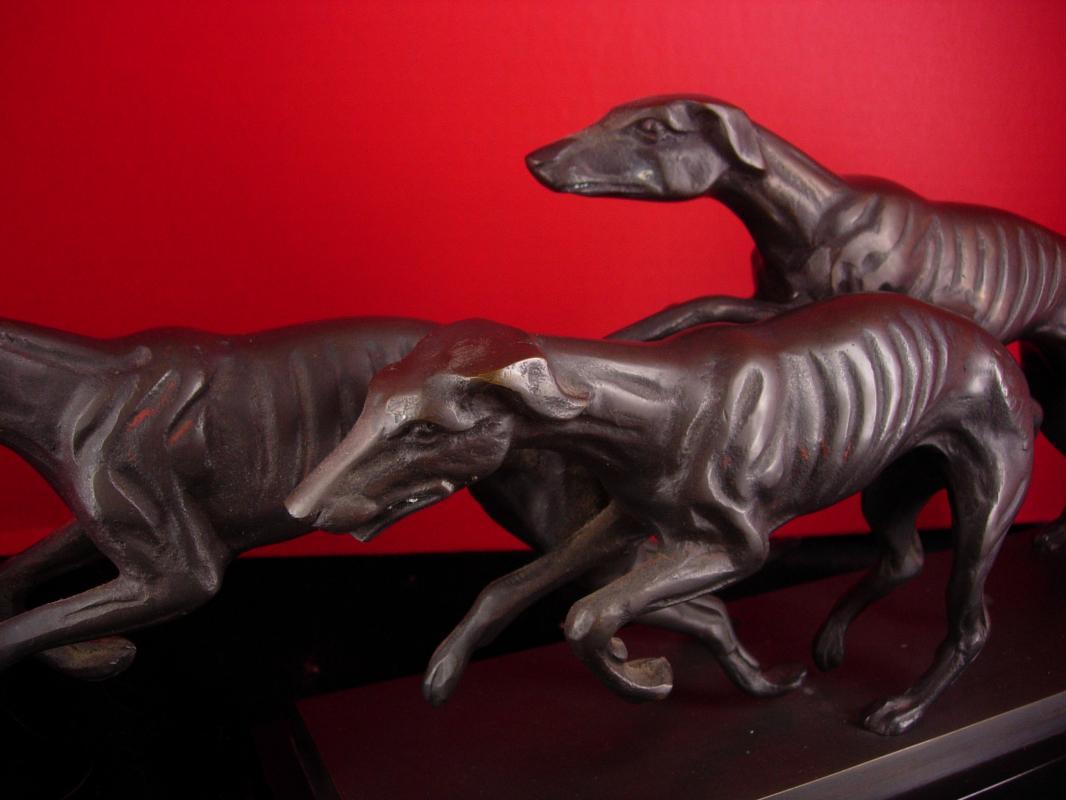 Art deco Saluki statue - running whippets - bronze dogs - Vintage Sighthound Dog - Tracks Races GreyHound Gambling Betting Borzoi Afghan