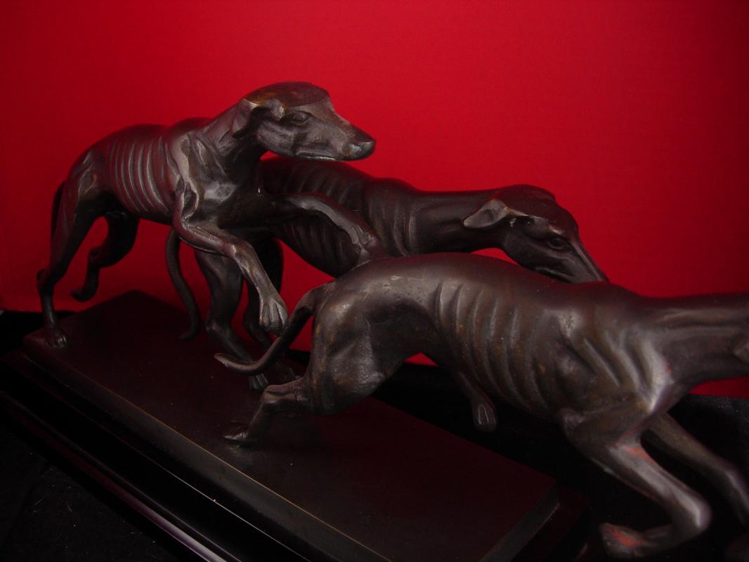 Art deco Saluki statue - running whippets - bronze dogs - Vintage Sighthound Dog - Tracks Races GreyHound Gambling Betting Borzoi Afghan