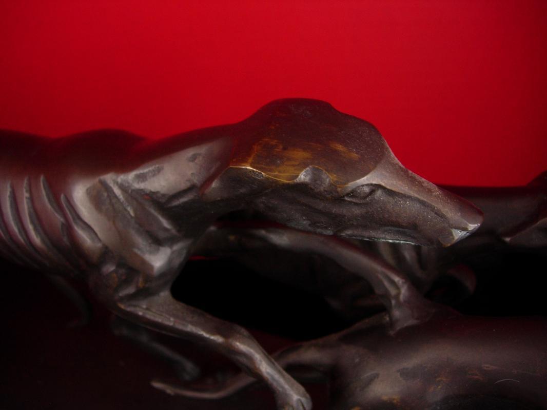 Art deco Saluki statue - running whippets - bronze dogs - Vintage Sighthound Dog - Tracks Races GreyHound Gambling Betting Borzoi Afghan