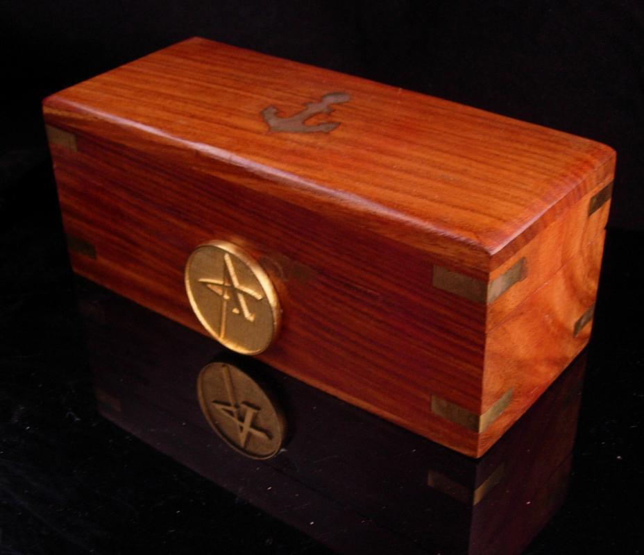 Mens embossed Ship Box - Nautical Anchor vintage gift - Initial A -Jewelry case - mens dresser box - gift for dad sailor- personalized gift