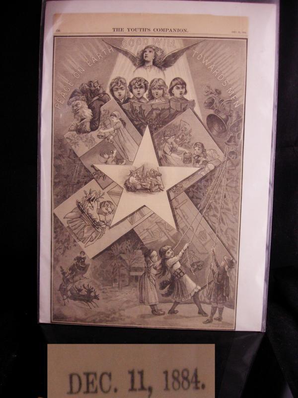 15x9 Antique Victorian angels - December 11 1884 - framable Cherubs - signing angels - perfect for framing - christmas design