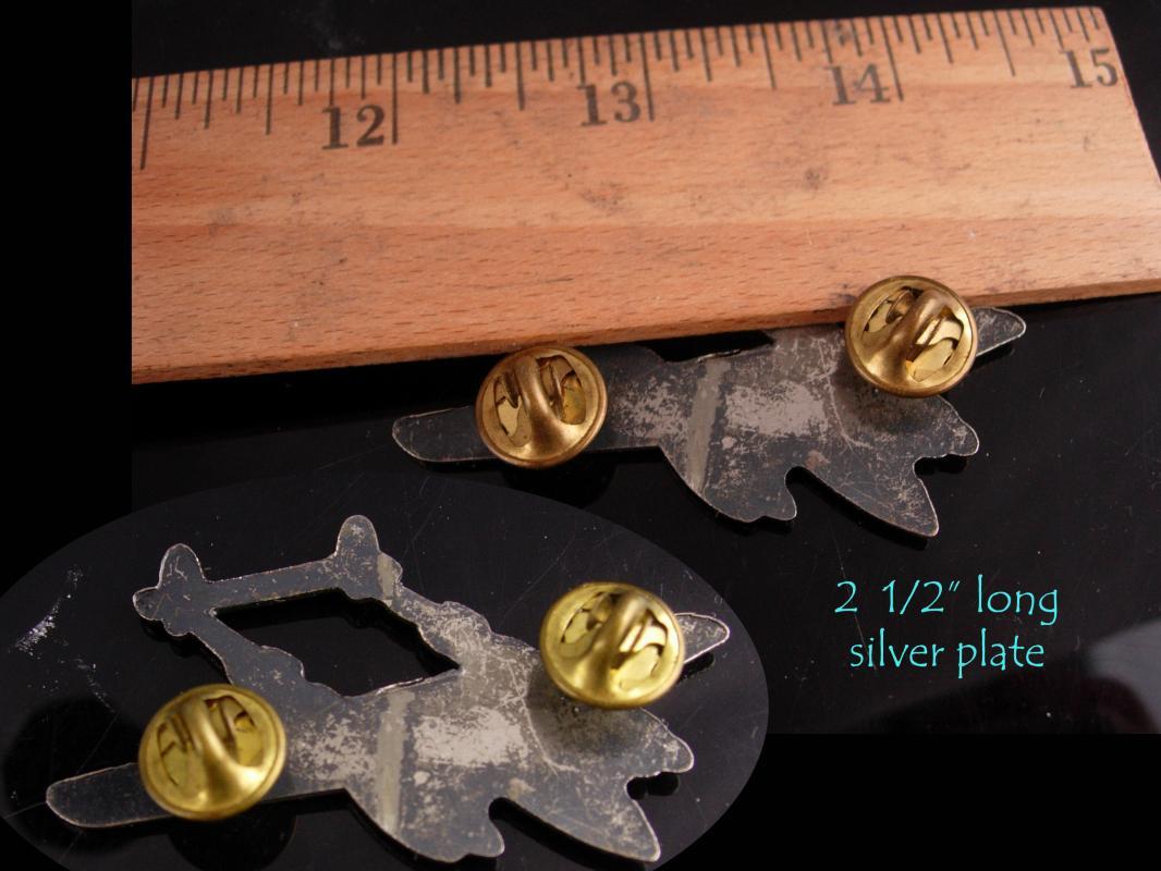 WW11 Airplane collar pin - Vintage Military pin - aviator gift - Lockheed P-38 Lightning lapel pin - silver airplane