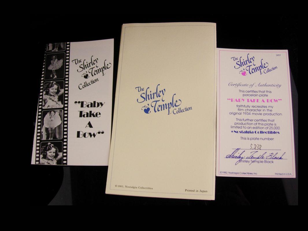 Shirley Temple Boxed plate - original paperwork - numbered - Baby Take a Bow - Pink dress - 10