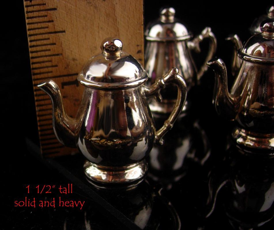 6 Vintage Place Card Holders - silver teapots - victorian tea - business card holder - dinner party accessory