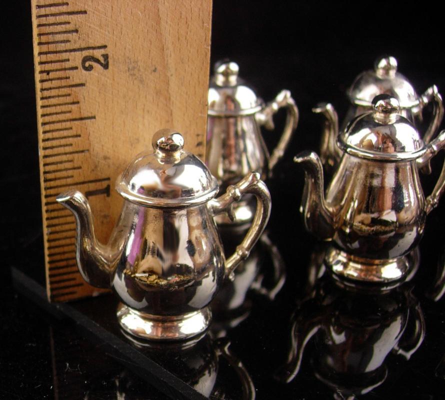6 Vintage Place Card Holders - silver teapots - victorian tea - business card holder - dinner party accessory