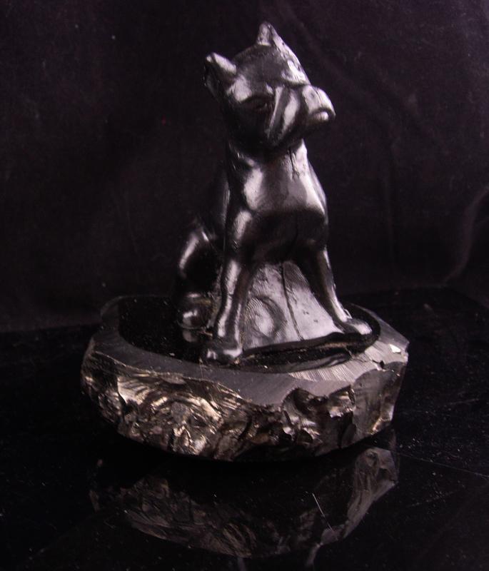 Vintage Dog statue - boxer gift - carved coal - bulldog figurine Animal Lover - mens gift - dog groomer gift - Anthracite folk art