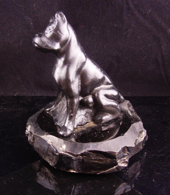 Vintage Dog statue - boxer gift - carved coal - bulldog figurine Animal Lover - mens gift - dog groomer gift - Anthracite folk art