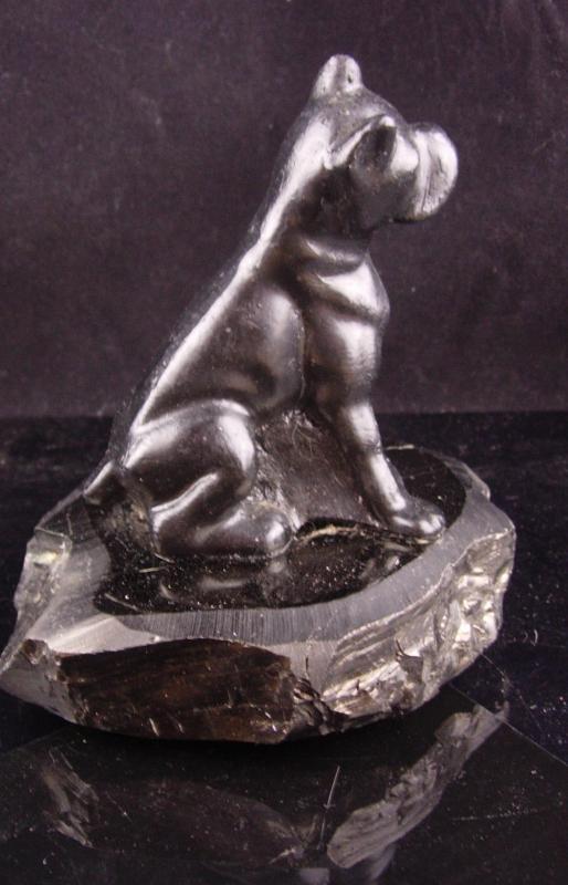 Vintage Dog statue - boxer gift - carved coal - bulldog figurine Animal Lover - mens gift - dog groomer gift - Anthracite folk art