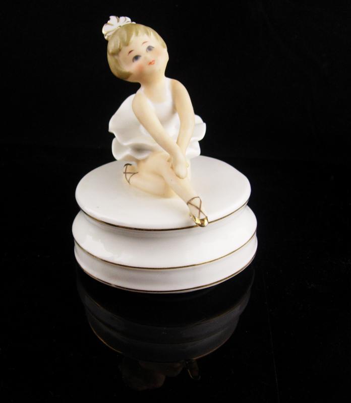 Vintage Ballerina music box - bisque figurine - Schmid Brothers - swan lake music box - Porcelain statue - ballet girl - made in Japan