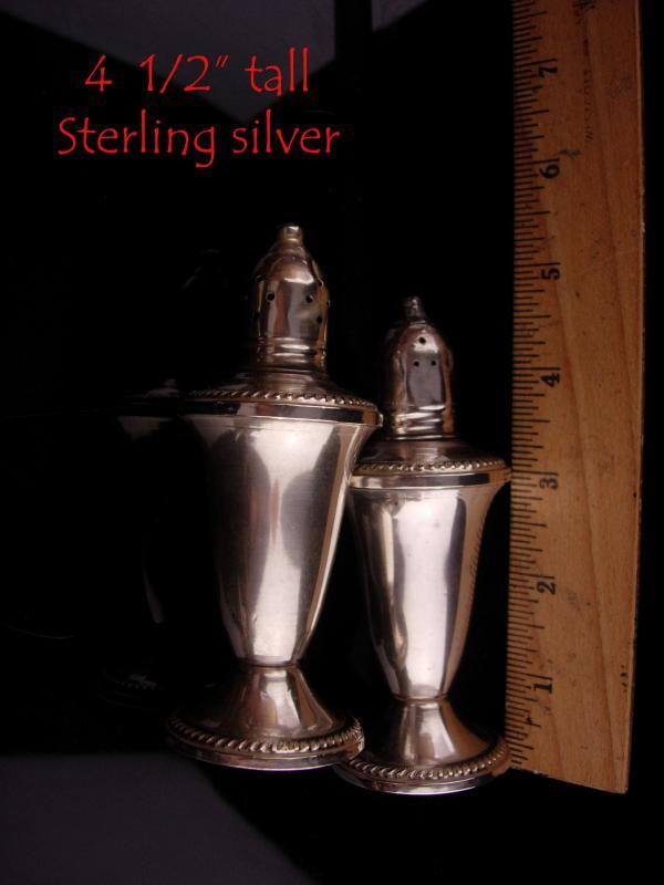 Victorian sterling Salt Pepper Shaker set - vintage sterling set - tall fancy design - Duchin marked sterling - vintage silver wedding gift