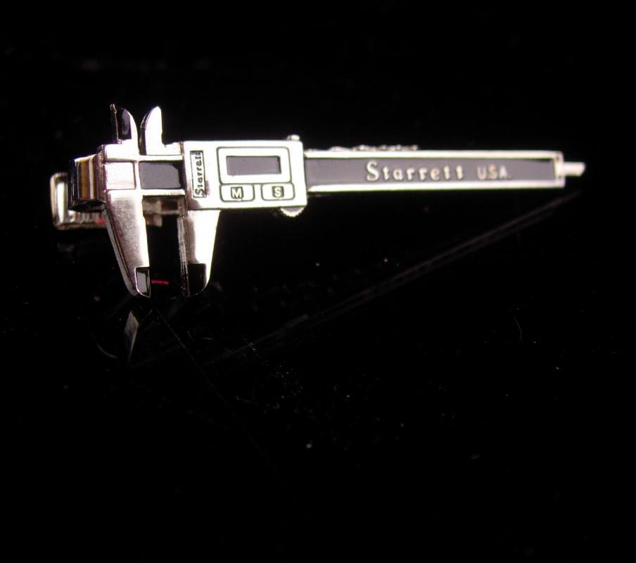 Vintage Caliper tieclip / micrometer tie bar / starrett Industrial Tool / machinist gift / Carpenter handyman mens cool silver gift Tie bar