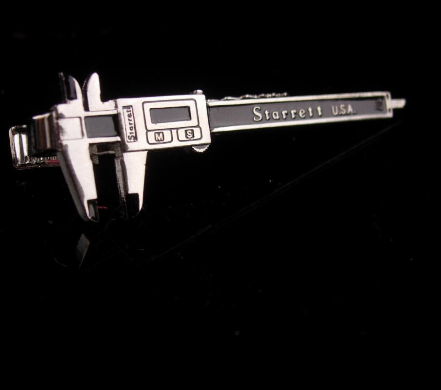 Vintage Caliper tieclip / micrometer tie bar / starrett Industrial Tool / machinist gift / Carpenter handyman mens cool silver gift Tie bar