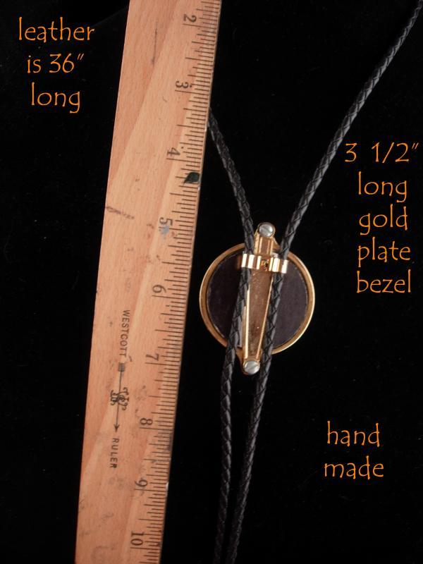 1935 Nickel Bolo / genuine gold flakes - Black Leather - buffalo nickel - Cowboy tie - Indian gift - Rodeo Biker gift -handmade gift