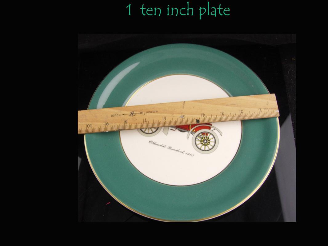 Vintage Antique automobile cake plate set - Vintage Harker car pottery - 22kt gold - Autocar Runabout -selden durea motor wagon - Winton