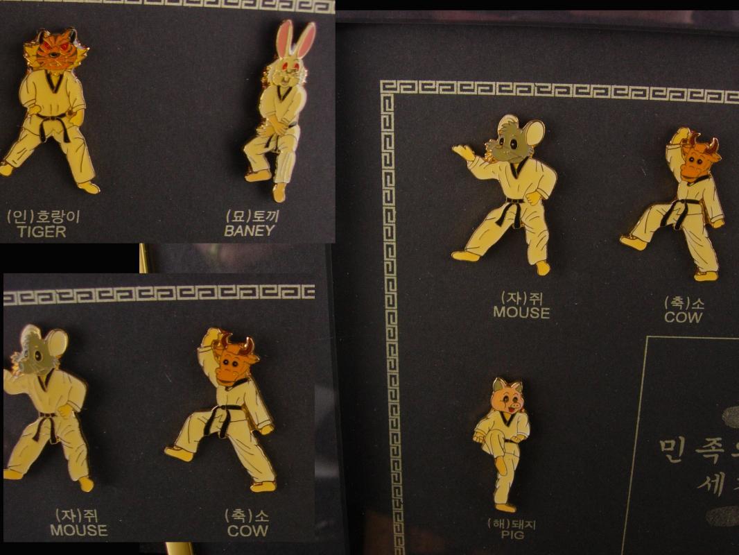 Karate Stick pin set - Framed Taekwondo chinese horoscope - fighting competition - martial arts gift - framed karate pin set -