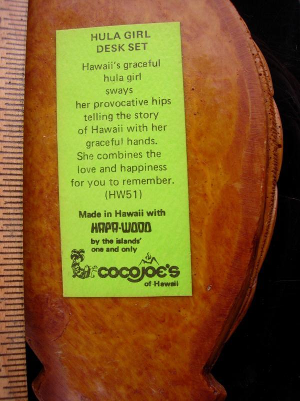 Hula Girl Pen Holder - Vintage Desk set - erotic nude - Hawaii souvenir
