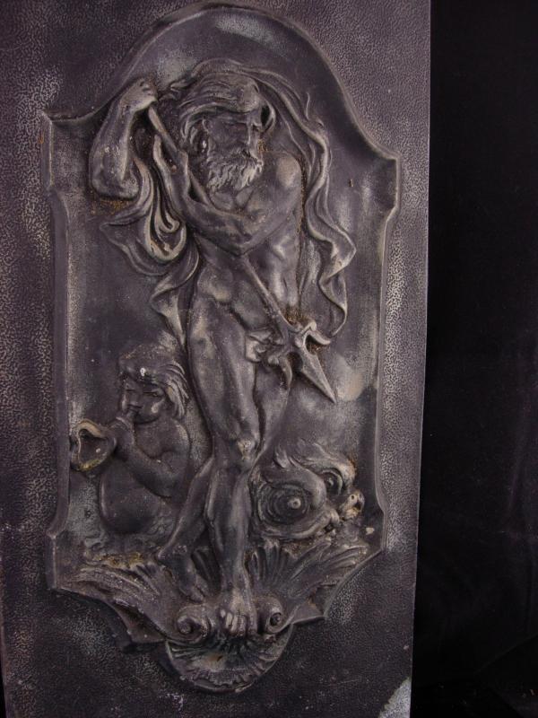 Neptune Antique Relief Plaque - Greek God & Cherub - 16