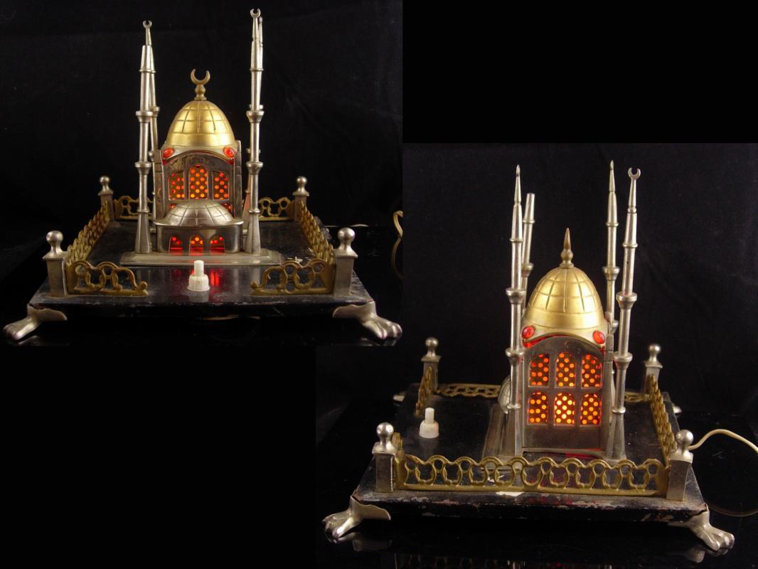 1920s Taj Mahal miniature building Ottoman Empire electric jewel claw foot base
