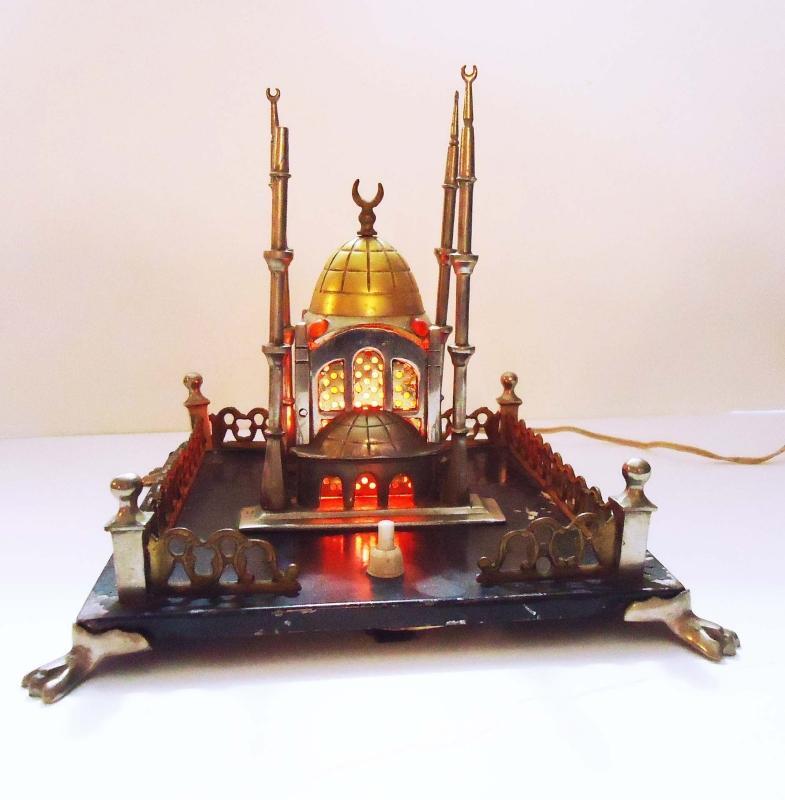 1920s Taj Mahal miniature building Ottoman Empire electric jewel claw foot base