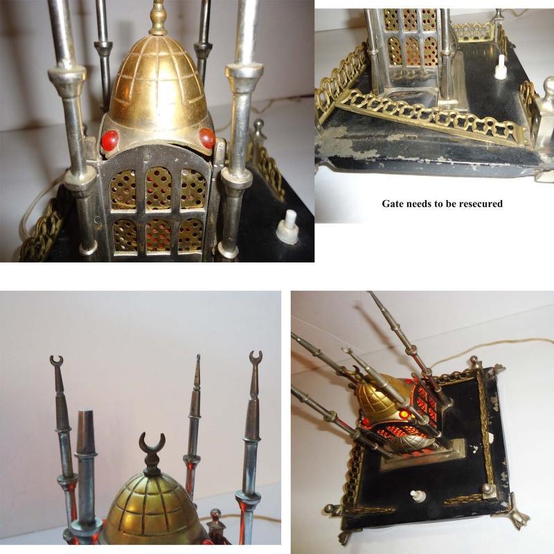1920s Taj Mahal miniature building Ottoman Empire electric jewel claw foot base