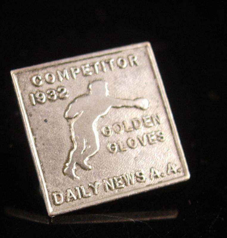 1932 Boxing Glove A.A. medal - antique Dieges & Clust Golden gloves pin - Boxer screw back collar pin