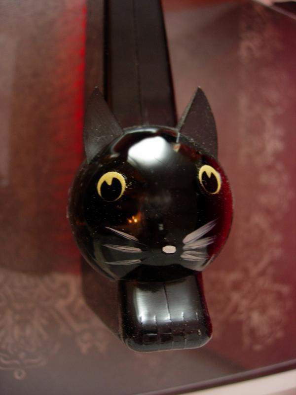 Halloween Cat Brush ORiginal box Spooky Black kitty and Red bristle clothes brush made in Japan