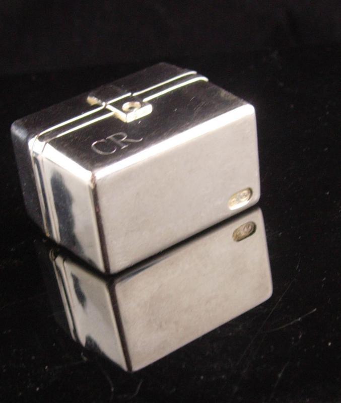 Vintage Sterling Pillbox - miniature luggage purse - carrying case - Hallmarked with handle