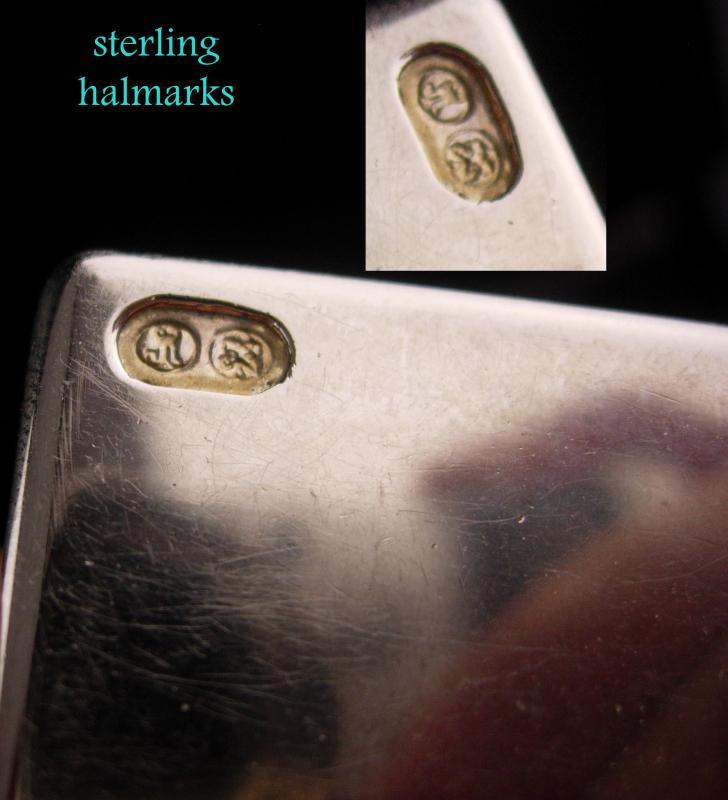 Vintage Sterling Pillbox - miniature luggage purse - carrying case - Hallmarked with handle