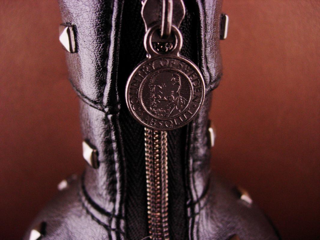Vintage Leather stud Bottle cover -Absolut zipper black leather - designer Natalia Brilli - S&M gift