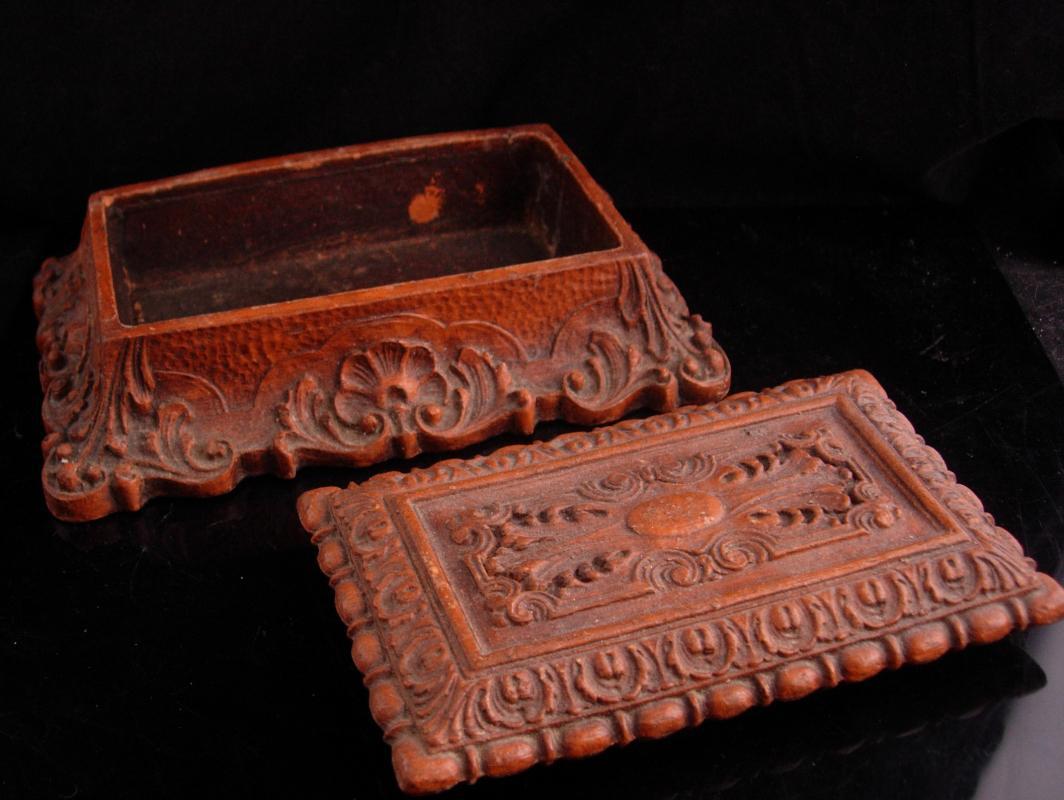Antique Coffin box Victorian Bible case miniature coffin casket ornate baroque carving Trinket jewelry dresser heirloom vintage chest