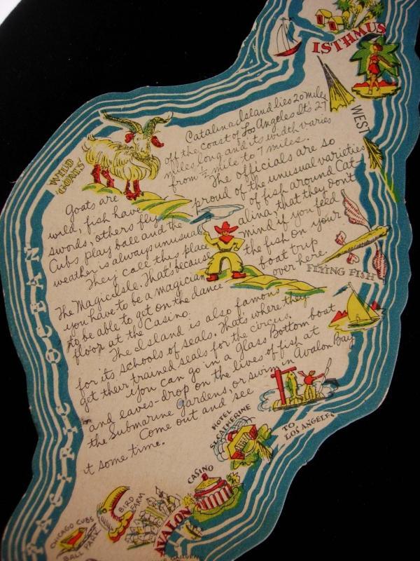 1946 Catalina Island postcard - worth reading - full of history - die cut card