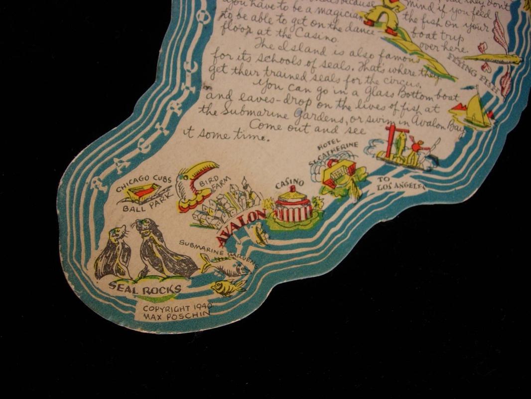 1946 Catalina Island postcard - worth reading - full of history - die cut card