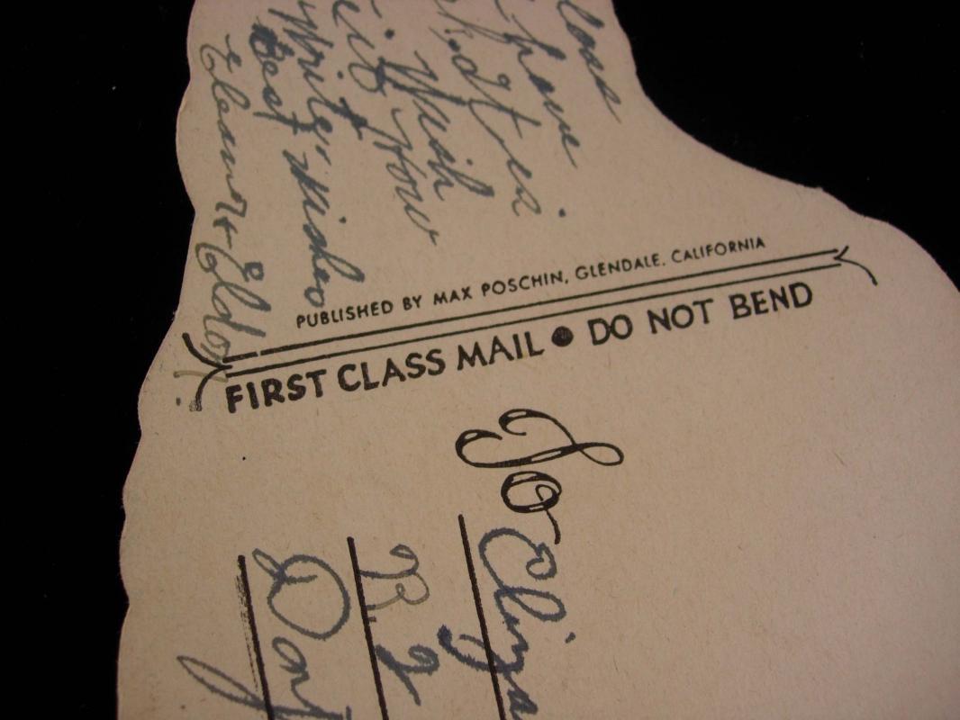 1946 Catalina Island postcard - worth reading - full of history - die cut card