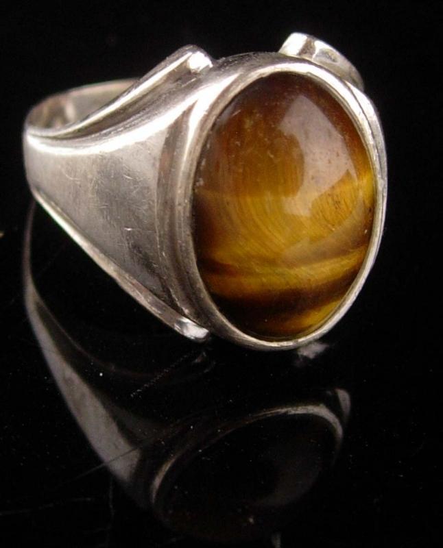 Vintage Mens Tiger Eye Ring - sterling tigereye - size 11 - Spiritual stone - Good luck gift - hallmarked jewelry