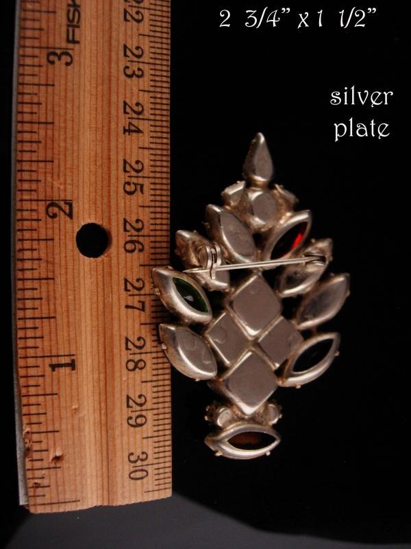 1950's Christmas Tree Brooch - chunky baguettes - multi color pin - Unusual design - 2 3/4