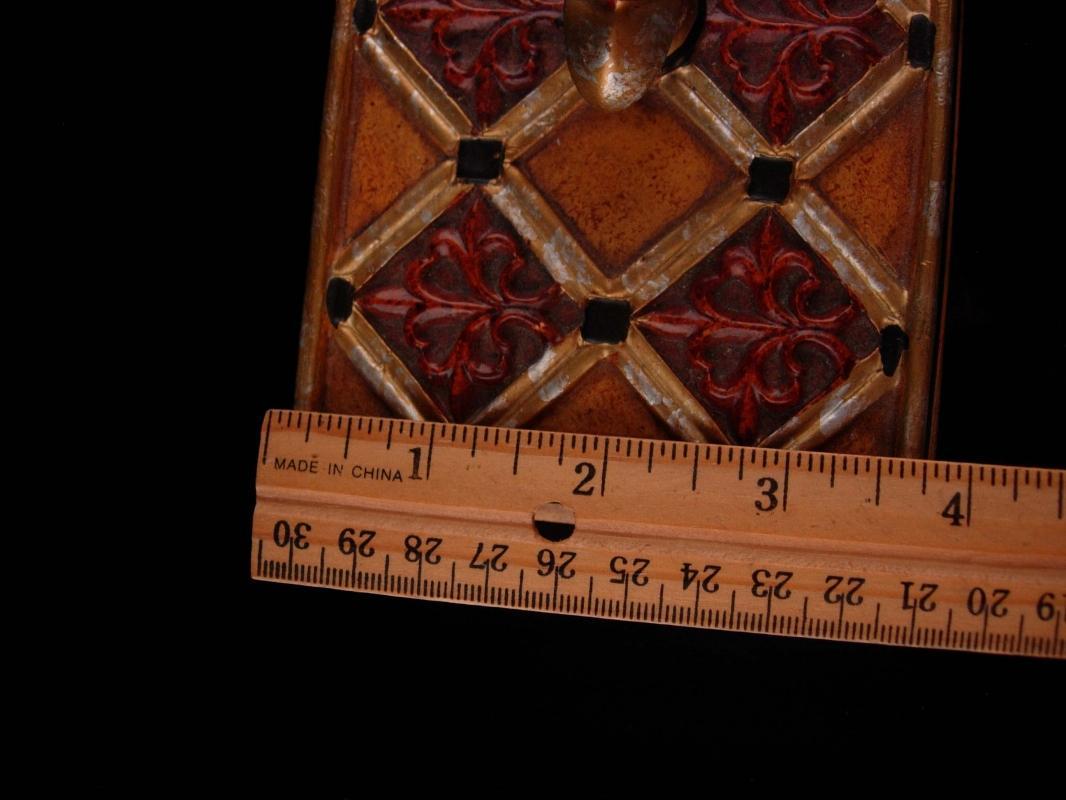 Medieval Box - Fleur de lis top - Vintage renaissance trinket box - footed Jewelry wood case - ornate heavy box