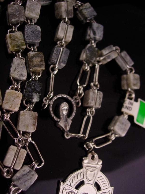 Irish Rosary - Connemara Marble - Irish wedding - celtic cross - Silver Crucifix - Irish Blessing -Ireland Gift