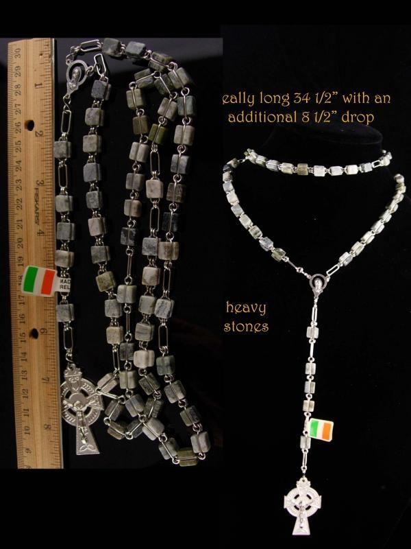 Irish Rosary - Connemara Marble - Irish wedding - celtic cross - Silver Crucifix - Irish Blessing -Ireland Gift