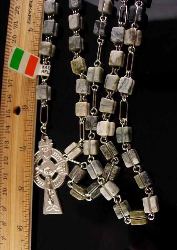 Irish Rosary - Connemara Marble - Irish wedding - celtic cross - Silver Crucifix - Irish Blessing -Ireland Gift