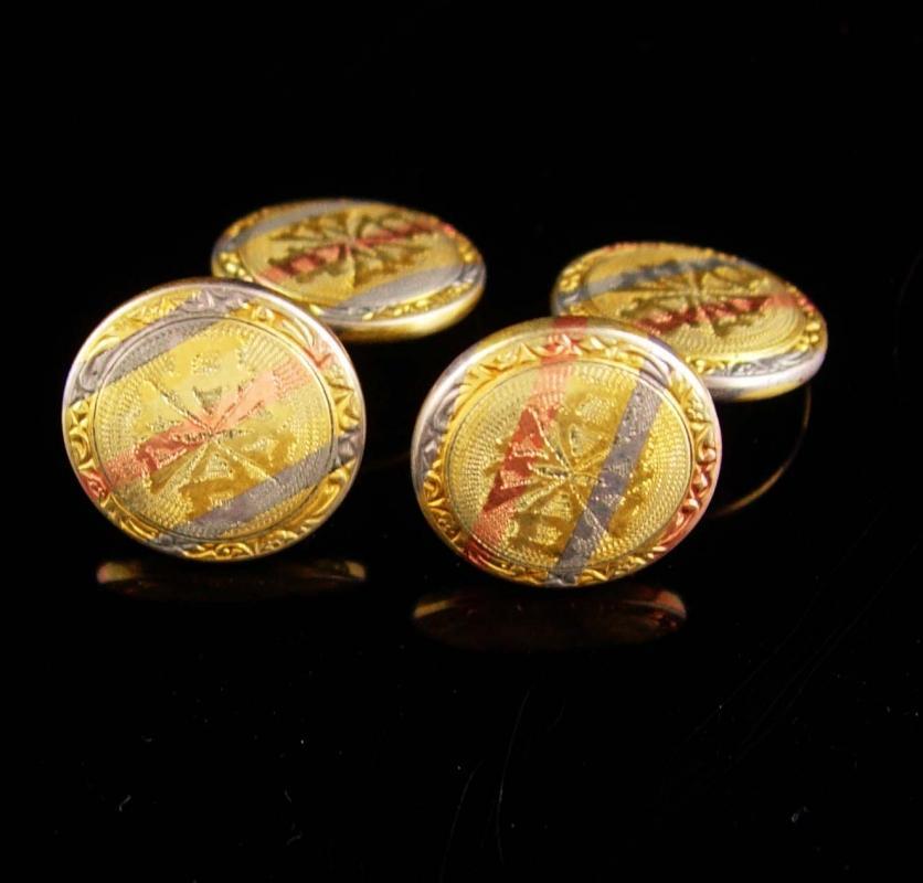 Antique Blackhills gold Cuff links Victorian Talon Grip Trade Mark Cufflinks Rose gold groom cufflinks Fine estate Jewelry blackhills